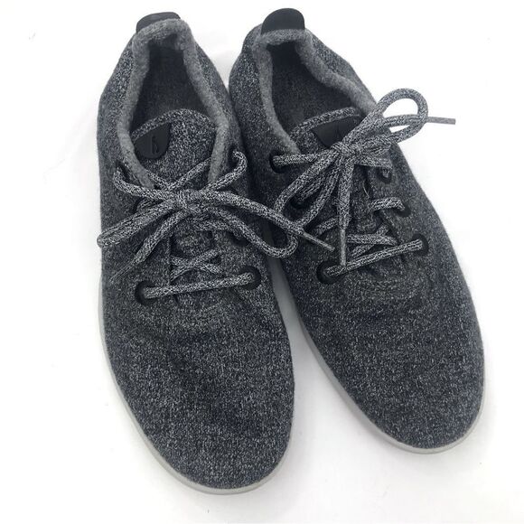 Allbirds Mottled Gray Wool Runner Lace Up Athletic Sneakers - Picture 2 of 14